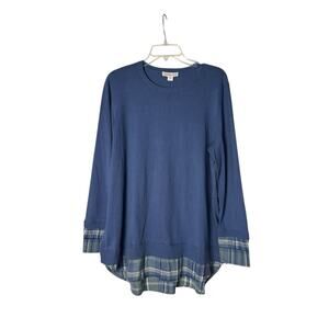 Coldwater Creek "Glimpse of Plaid Flannel” Sweater Pullover Size XL NEW